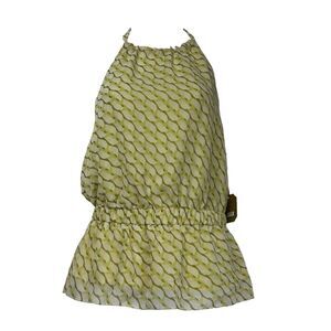 ryegrass green geometric halter top Sleeveless blouse Size XS